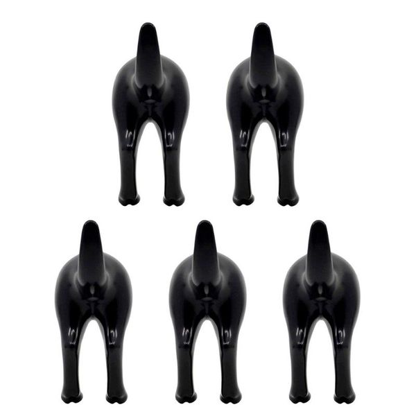 

hooks & rails 5pcs wall-mounted pothook creative punch home supplies (black)