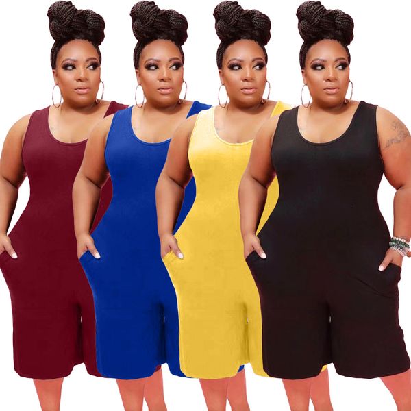 

women's plus size q7184 summer large casual solid jumpsuit