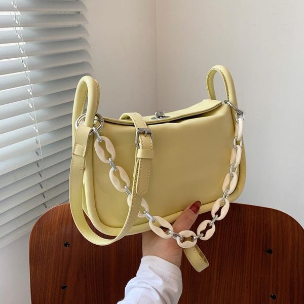 

evening bags leather solid color chain shoulder for women 2021 ladies handbag casual concise small square bag sac epaule