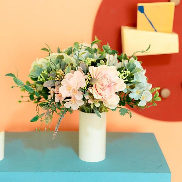 

decorative flowers & wreaths simulated flower tea hydrangea combination home soft fake wedding handhold silk arrangement