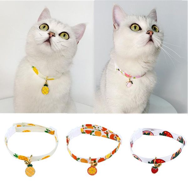 

cat collars & leads breakaway with bell pineapple watermelon cherry and avocado patterns safety adjustable kitten for pets