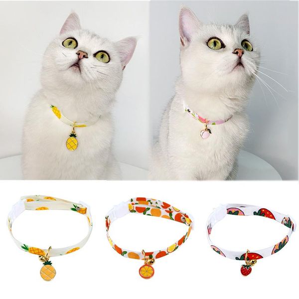 

cat collars & leads breakaway with bell pineapple watermelon cherry and avocado patterns safety adjustable kitten for pets