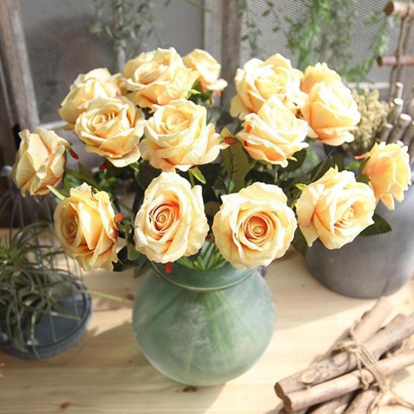 

decorative flowers & wreaths real artificial plant flannel rose fake flower wedding home ornamen party false decoration f2r4