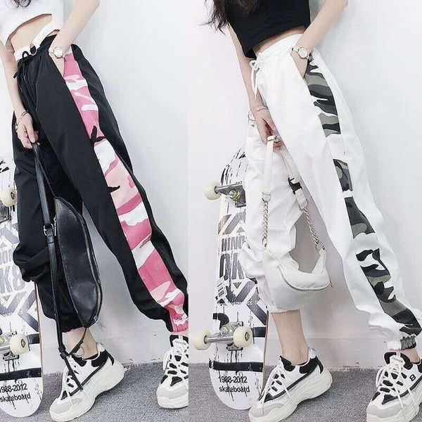 

traf y2k pants sports women's spring and summer large size loose bf style harem student leisure trend & capris, Black;white