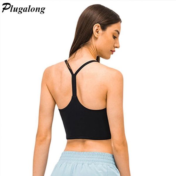 

yoga outfit racerback padded sport bras women skinny crop female active bra without frame sportswear workout solid running