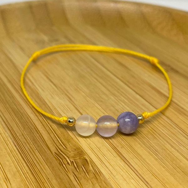 

charm bracelets purple agate women yellow thread jewelry handmade crystal natural stones beads decoration accessories gift friends, Golden;silver