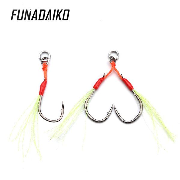 

fishing hooks high carbon steel jig fish assist hook with luminous tinsel