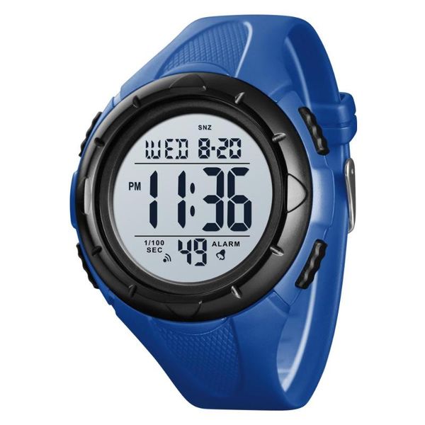 

outdoor sport men's watch digital wristwatch led pu 50m waterproof date week 12/24 hour clock male large dial 1535 wristwatches, Slivery;brown