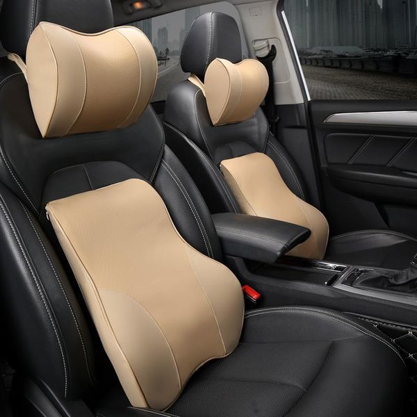 

seat cushions pu neck pillow car headrest support lumbar cushion orthopedic design travel memory foam relieve pain
