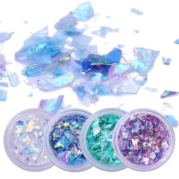 

nail art kits 4 boxes giltter sequines fluorescent glass paper irregular glitter flakes colorful diy deck