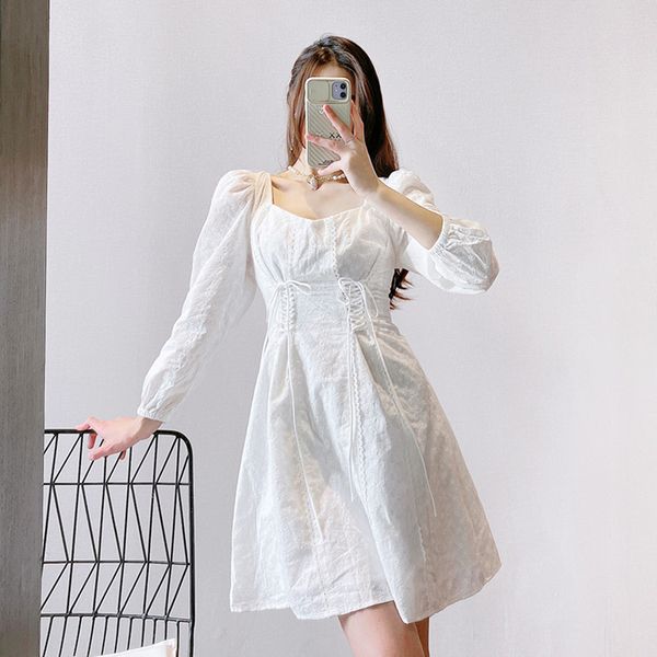 

casual dresses long sleeve female mini fashion plied 2021, Black;gray