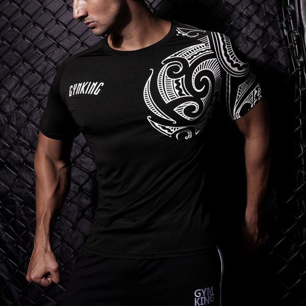 

sleeve 2020 gymking t shirt men cotton short t-shirt o-neck hip hop tshirt black summer stre, White;black