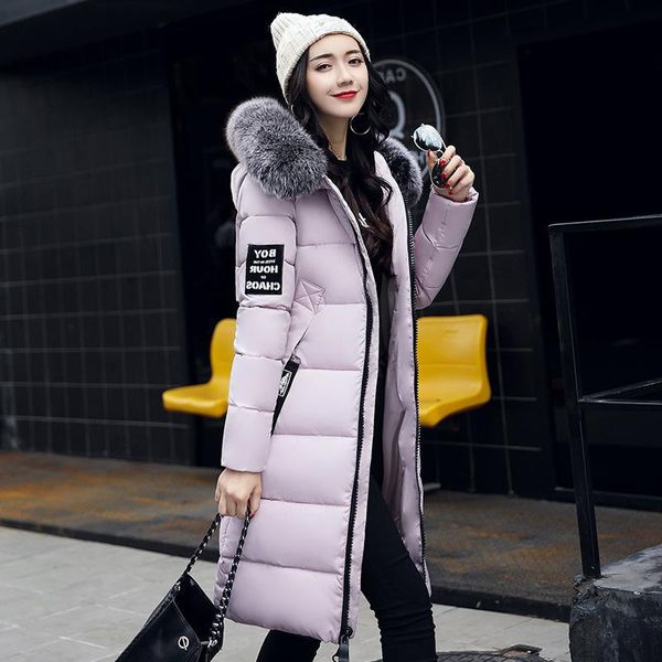 

women's trench coats solid long fur collar parka harajuku winter basic jackets coat women warm chaqueta mujer woman clothes casaco femi, Tan;black