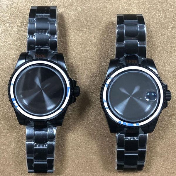 

watch bands pvd black sub fine steel case + 40mm sapphire glass, suitable for nh35 / nh36 movement, Black;brown