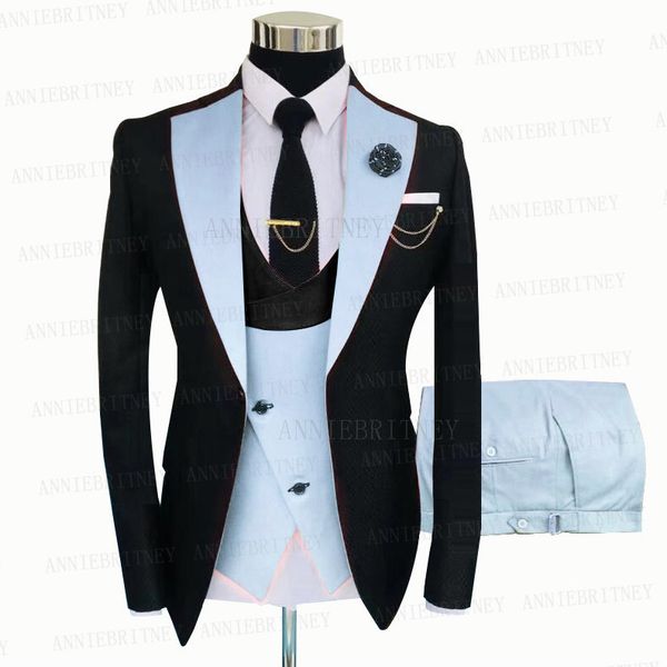 

men's suits & blazers formal black suit men 3 pieces tailored groom wedding tuxedo slim fit business blazer jacket dou 9paj, White;black