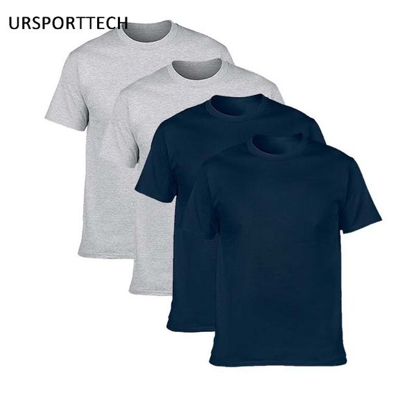 

buy two get two cotton men's t-shirts classical 2020 short sleeve o-neck tshirt solid color summer loose basic t-shirts for men y0322, White;black