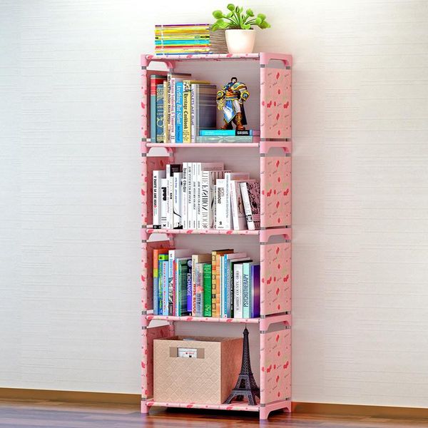 

multi-function bookcase indoor floor shelf display bookcas modern assembly metal reinforced bookshelf combination hooks & rails
