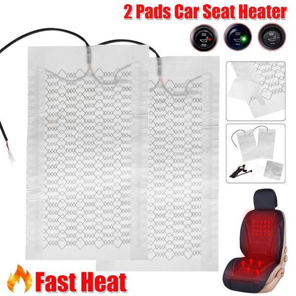 

car seat covers 2pcs heater universal 12v carbon fiber heat pads kit round dual switch cushion set winter warmer