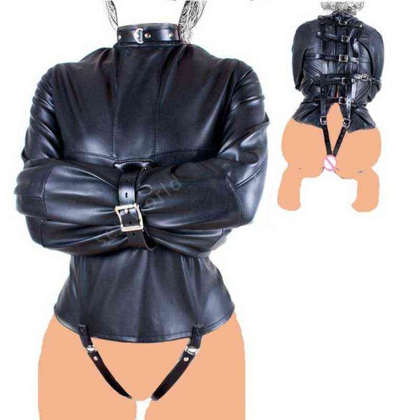 NXY SM Bondage BDSM Sexo Bondage Braço de Couro Braço Restrição StraitJacket Cosplay Traje Ladina Brinquedos para Mulheres 1126