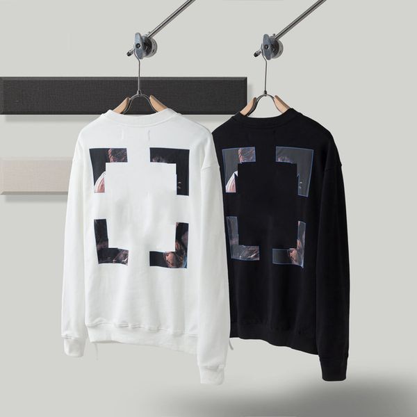 

designer mens hoodie ow fashion women off men couples high street offs sweatshirts rainbow gradient arrow striped sweatshirt white casual lo, Black