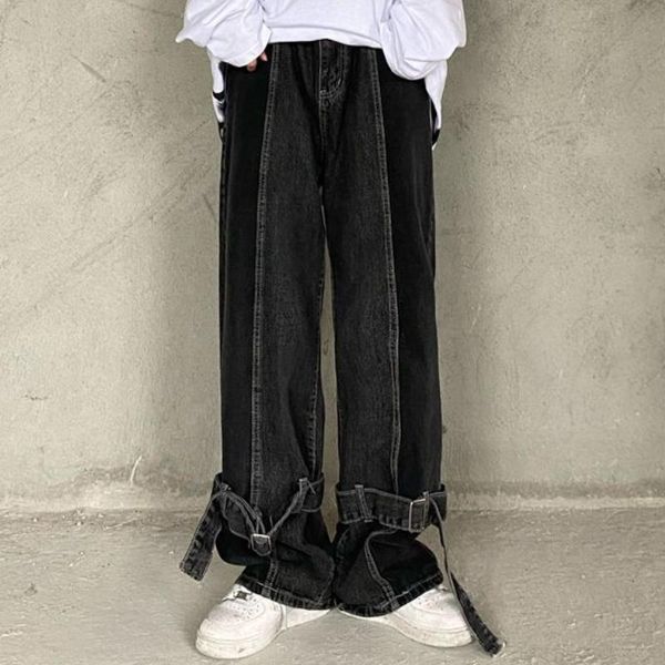 

women's jeans women y2k black vintage streetwear loose wide leg baggy pants high waist straight zipper hip hop boyfriend demin trousers, Blue
