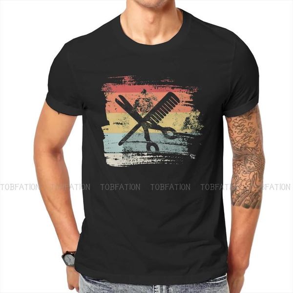 

men's t-shirts ordinary printing round collar tshirt barber hairdresser fashion trend hairstyle fabric classic t shirt men fluffy, White;black
