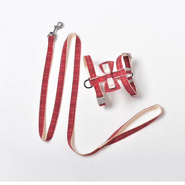 

cat collars & leads pet harness leash suit i-shaped bow chest strap anti-strike dog small pets supplies accessories