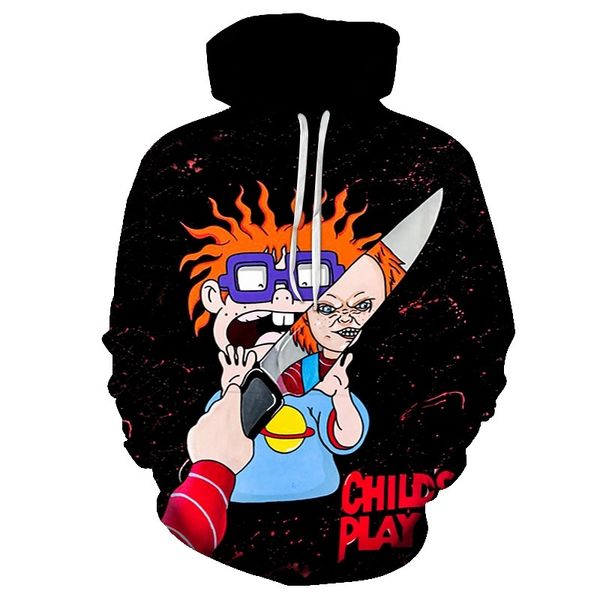 

spring tide brand selling ghost doll funny 3d printing large 2019 men's baseball suit sweater, Black