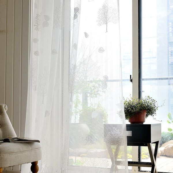 

curtain & drapes leaves tree jacquard window screens white 1 panel sheer curtains for living room bedroom kitchen elegant tulle est