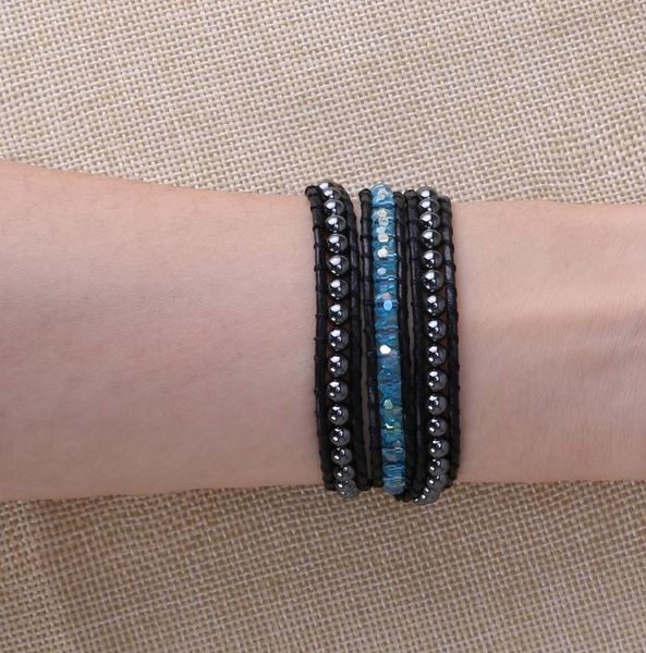 

tennis kelitch miyuki beads 3 wrap crystal bracelets for women elegant cuff leather strand bracelet trendy jewelry decorations, Golden;silver