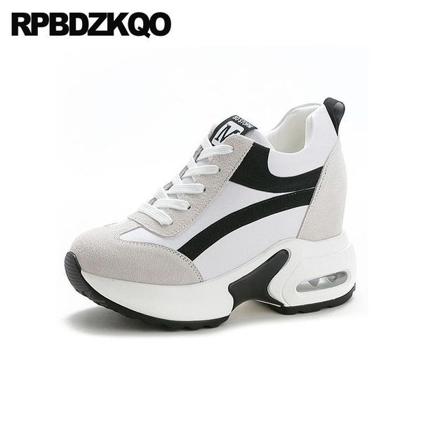 

high heels fashion women pumps lace up casual harajuku round toe platform shoes mesh footwear hidden increase creepers white dress, Black