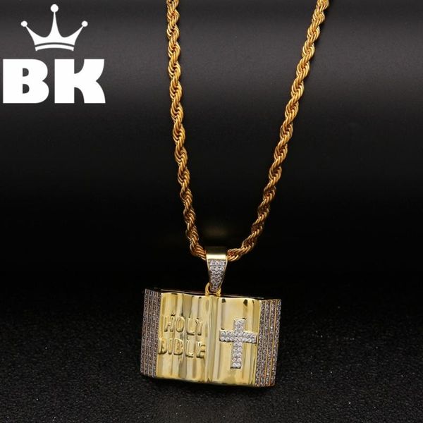 

pendant necklaces the bling king custom bible necklace hip hop full iced out cubic zirconia gold sliver cz stone, Silver