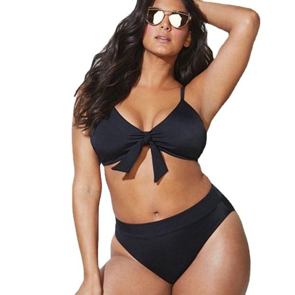 

women's swimwear plus size high waisted tummy control swimsuit full coverage solid bathing suits summer beach wear 4xl, White;black