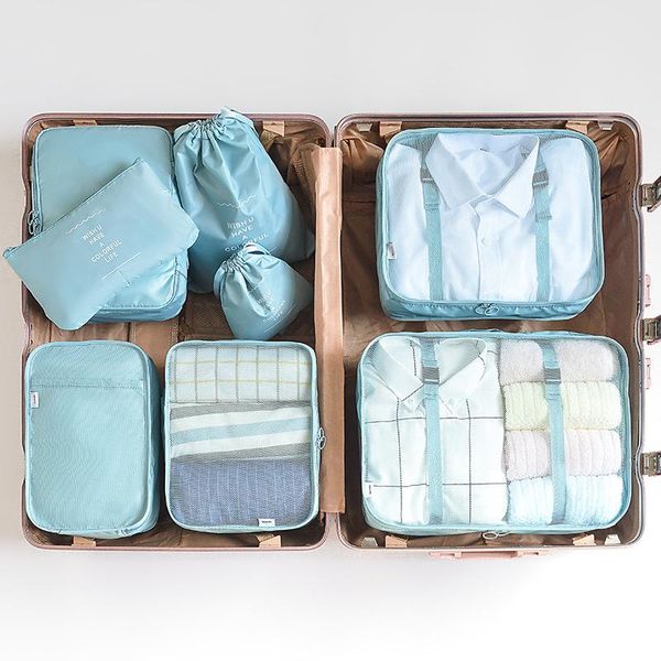 

storage bags 2021 selling 6pcs travel clothes waterproof portable luggage organizer pouch packing cube 8 colors local stocks