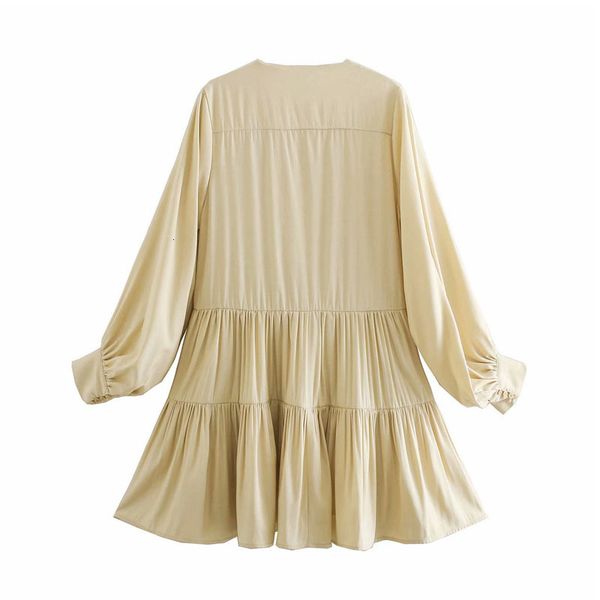 

skirts retro round neck lantern single breasted long sleeves women's dress fashion folds fresh chic female dresses, Black