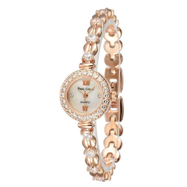 

wristwatches prong setting royal crown mini women's watch japan quartz jewelry hours fine fashion crystal luxury rhinestones girl', Slivery;brown