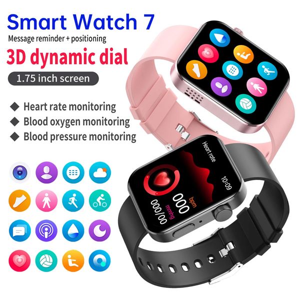 

1.75inch 44mm smart watch series 7 bluetooth call smartwatch sport clock weather pedometer heart rate wristwatch fitness bracelet watches fo
