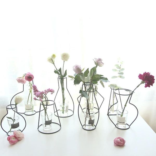 

vases home party decoration vase abstract black lines minimalist iron dried flower racks nordic ornaments