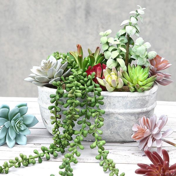 

decorative flowers & wreaths 10pcs artificial succulent mini fake flocking plants not vase lotus landscape garden outdoor arrange decoration