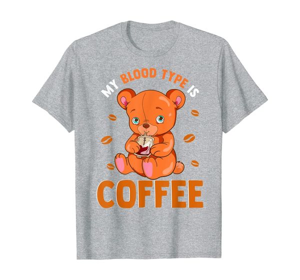 

funny my blood type is coffee cuddly kids cute teddy bear t-shirt, White;black