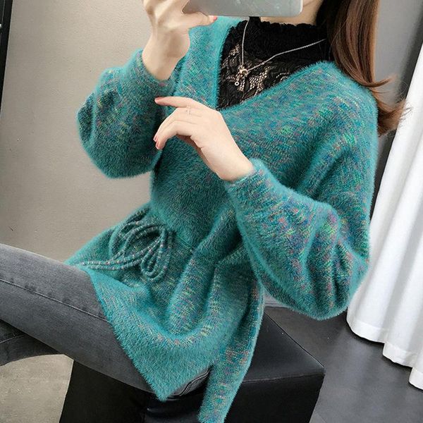 

women's sweaters lace soft sweater 2021 autumn winter women full sleeve knitted turtleneck office lady street casual s-3xl, White;black