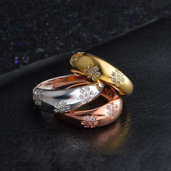 

wedding rings fashion flower women rose gold /plata plated with white cz ring party jewelry jz321, Slivery;golden