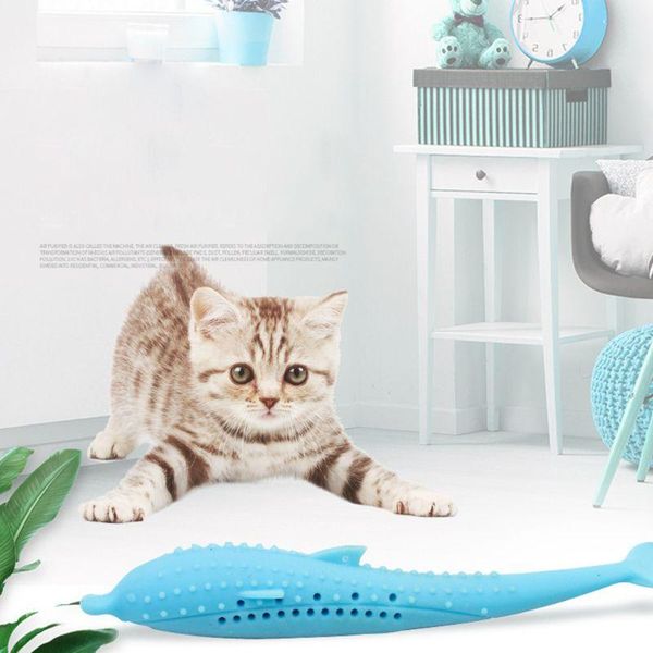 

cat fish shape catnip toys dog toothbrush tartar teeth cleaning tool silicone molar stick for cats