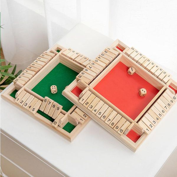 

party masks 4 sided large shut the box game digital puzzle wooden board dice toy family funny traditional set number drinking entertainment
