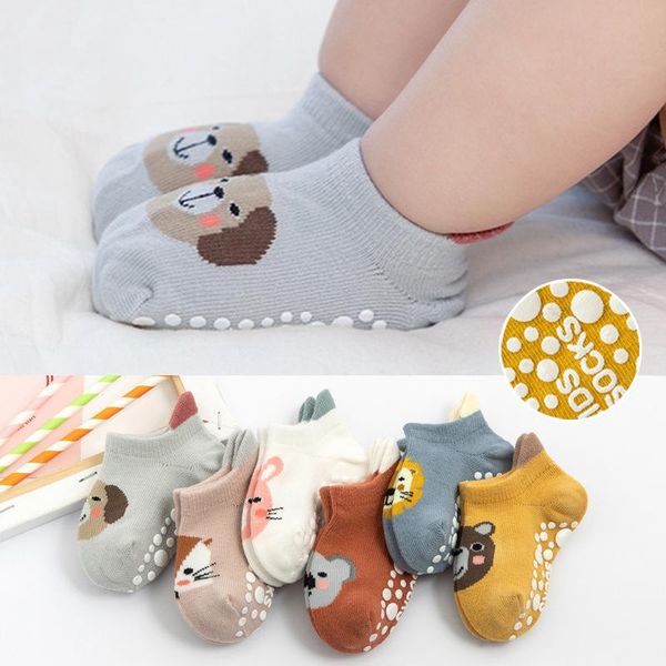 

socks cartoon baby anti slip kids girl boy short with rubber soles spring autumn soft cotton infant toddler floor, Pink;yellow