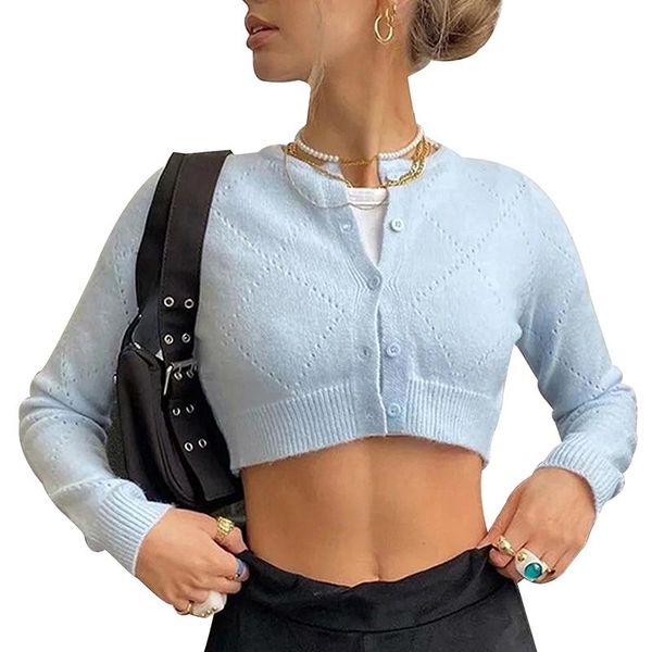 

women's knits & tees e-girl crop knitted button cardigan sweater y2k fashion indie aesthetic soft grunge cropped navel slim knitwea, White