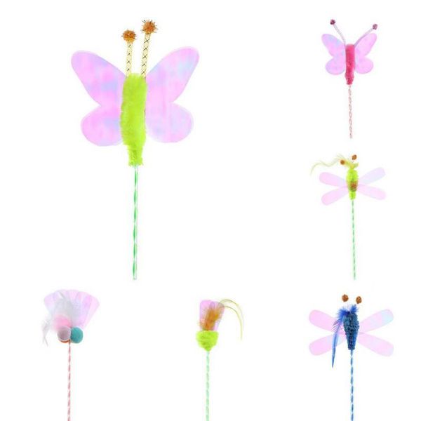 

cat toys pet sequin feather funny stick fairy butterfly dragon puzzle interactive toy four ball teaser supplies
