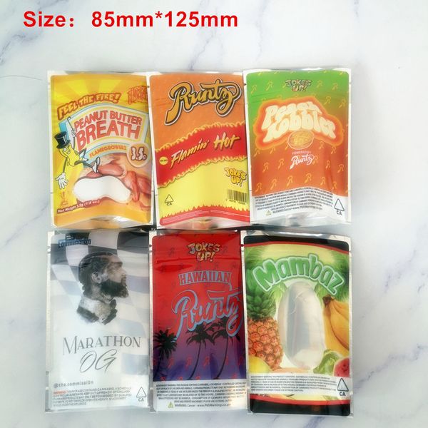 

new joke's up runtz marathon og ether mylar peanut butter breath 85mm*125mm runtz bags 420 dry herb flowers packaging