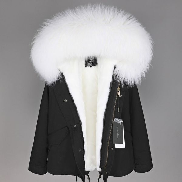 

new fashion new Oversized Lamb fur collar Parker Plus velvet Thicken Loose version coat coat 2021, Black