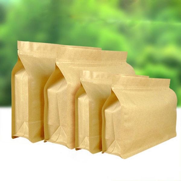 

storage bags 500pcs stand up kraft paper wide zipper food bag side gusset recyclable dried grains candy pack